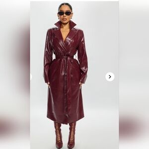 Women's Burgundy Trench Coat